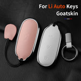 Metal and Leather Car Key Case Cover for Li Auto L7 L8 L9 Max Leading Ideal Li Auto 2023 2024 Car Interior Accessory OEM