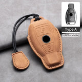 Car Key Cover For Mercedes Benz A C E S G Class GLC CLE CLA W177 W205 W213 W222 X167 AMG Leather Car Key Protective Cover