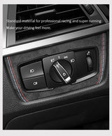 For BMW F30 F32 F34 Car Headlight Switch Knob Panel Trim Frame Decoration Sticker Interior Tuning Accessories Made of Alcanta
