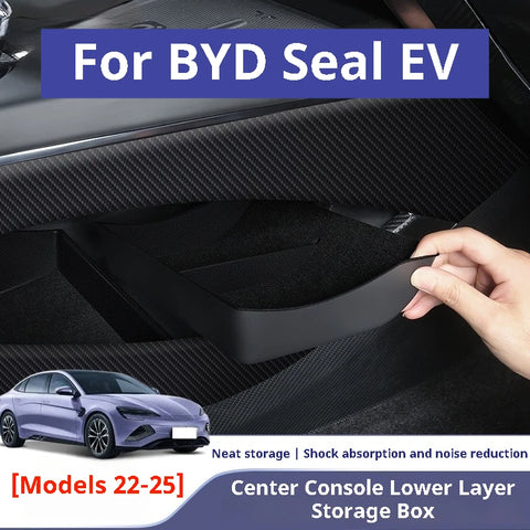 For BYD Seal EV 2022-2025 Center Console Lower Layer Storage Box Segmented Anti-scratch Tray Organizer Accessories Car Interi