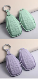 Car Key Case Cover for Geely New Coolray 2023-2025 X6 Emgrand Global Hawk GX7 PU Leather Car Keychain