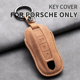 Car Key Case Cover Shell For Porsche Panamera Spyder Carrera Macan Cayman Cayenne 911 970 981 991 Leather Car Keychain Car Ke