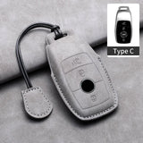 Car Key Cover For Mercedes Benz A C E S G Class GLC CLE CLA W177 W205 W213 W222 X167 AMG Leather Car Key Protective Cover