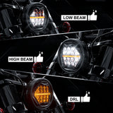 Emark 5.75 Inch LED Headlight For Harley Dyna Softail Sportster Triumph Victory 5 3/4 Headlamp With Hi/low Beam DRL 12V Led L