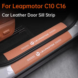 For Leapmotor C10 C16 Car Leather Door Sill Strip Welcome Pedal Anti Kick Pad Scratch-resistant Sticker Interior Accessories