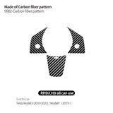 For Tesla Model 3 (2019-) / Model Y Car Steering Wheel Trim Sticker Anti Scratch Carbon Fiber
