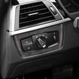 For BMW F30 F32 F34 Car Headlight Switch Knob Panel Trim Frame Decoration Sticker Interior Tuning Accessories Made of Alcanta