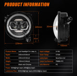 For Jeep Wrangler JL 2018 2019 2020 Car 9 Inch Round Led Headlights Hi Low Beam with Halo DRL Turn Signal Headlamp Accessorie