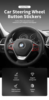 For BMW F30 F32 F34 (2013-2019) Car Steering Wheel Button Panel Trim Sticker Anti Scratch Carbon Fiber Interior Tuning Access