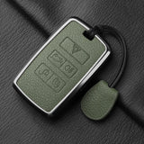Metal and Leather Car Key Case Cover for Land Rover Range Rover Discovery Evoque Sport Velar Key Protection Shell Accessories