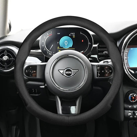 Mini Ultra-Thin Breathable Leather Wheel Cover Car Interior Accessory Hocasen Punch Style Black