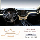 Suede Center Console Wrap for Volvo XC60 2018-2026 Car Interior Accessory LINGLUYANG beige yellow