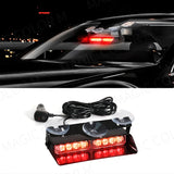 8-LED Windshield Strobe Warning Light Bar Car Interior Accessory MAGIC COLORM Red