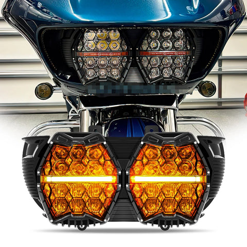 Motorcycle Led Headlight for Harley Touring Road Glide FLTR 2015-2023 High/low Beam Amber DRL 12v Led Light Headlamp Accessor