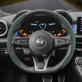 Anti-Slip Suede Steering Wheel Cover for Alfa Romeo Car Interior Accessory Hocasen Green 2-Piece Set