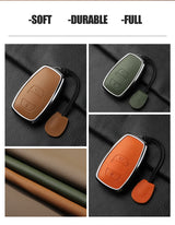 Aluminum Alloy Goatskin Car Key Case Cover for Subaru BRZ XV SV Forester Legacy Outback Crosstrek Impreza WRX Ascent keychain