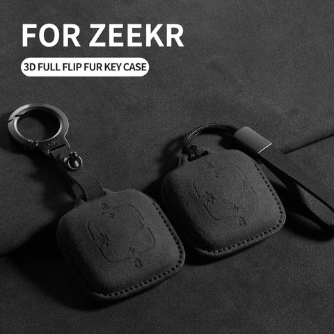 Car Remote Key Case Cover For ZEEKR X 001 7X 001 007 009 Suede Key Bag Cover Shell Protector Keychain Auto Interior Accessori