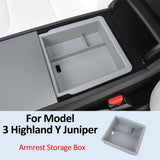 For Tesla Model 3 Highland Y Juniper Car Central Control Storage Box Double-layer Armrest Organizer Auto Interior Accessories