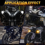 Motorcycle Headlight Fog Lights Led Auxiliary Driving Light Spotlight Emark Dual Color Flasher Moto Fog Lamp 12V Led Work Lig