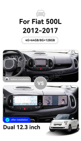 24.6-Inch Dual Screen Android Head Unit for Fiat 500L 2012–2017 Android Head Unit Aotsr