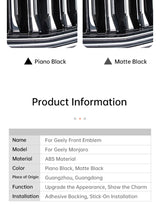 Front Emblem Black Samurai Mesh Decoration for Geely Monjaro Manjaro