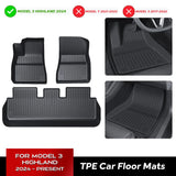 Floor Mat for Tesla Model 3 Highland 2024 TPE Waterproof Weather-resistant Foot Pad Mats Car Interior Accessory TEKSY