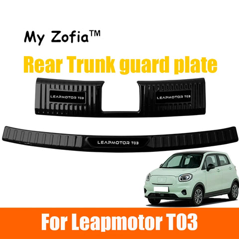 For Leapmotor T03 2024 2025 2026 Car Rear Bumper Cover Trunk Sill Plate Guard Car Accessories Stainless Steel Protector Parts