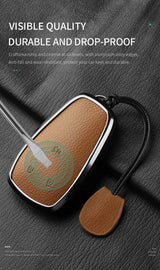 Aluminum Alloy Goatskin Car Key Case Cover For Changan Eado Unit CS35plus CS55plus CS75plus Car Key Protection Shell Accessories