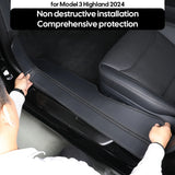 For Tesla New Model 3 Highland Front Rear Door Sill Pad Door Welcome Pedal Threshold Strip Leather Accessories Leather Access