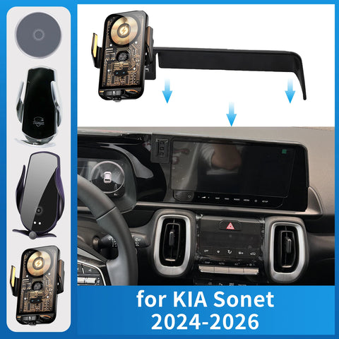 Wireless Charging Phone Mount for Kia SONET 2024-2025 Car Phone Holder OEM