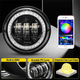 4.5 inch Led Fog Light for Harley Touring Electra Glide Passing Light With DRL Halo Angel Eyes Turn Signal Motorcycle HeadLam