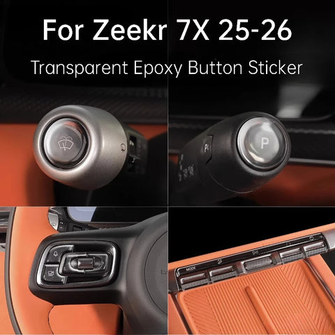 For Zeekr 7X 25-26 Car Center Control Button Transparent Epoxy Sticker Steering Wheel Key Protective Cover Accessories Car In