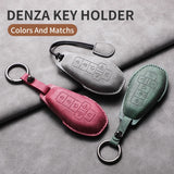 Leather Car Key Case Cover Shell For DENZA D9 EV D9 DM Sheep Suede Car Remote Key Bag Case Protecter Keychain Cover Decorativ
