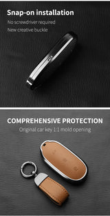 Metal and Leather Car Key Case Cover for Li Auto L7 L8 L9 Max Leading Ideal Li Auto 2023 2024