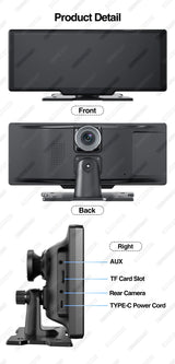 10inch Dashcam Wireless CarPlay Universal DVR