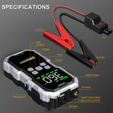 Car Jump Starter With Air Compressor, 6000A Powerful Car Battery Starting Device, LCD Screen, 21800mAh