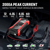 EAFC 12V Car Jump Starter Power Bank Portable Car Battery Booster Charger Starting Device Auto Emergency Start-up Lighting