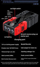 Car Jump Starter with 150PSI Air Pump Portable Power Bank LED Light and Auto Emergency Booster Car Jump Starter | Portable Po