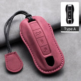 Car Key Case Cover Shell For Porsche Panamera Spyder Carrera Macan Cayman Cayenne 911 970 981 991 Leather Car Keychain