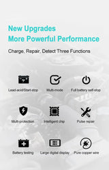 12V 8A Smart Car Battery Charger Automatic Start Fast Charger Pulse Repair Motorcycle Truck Battery Charger GEL Lead Acid Car