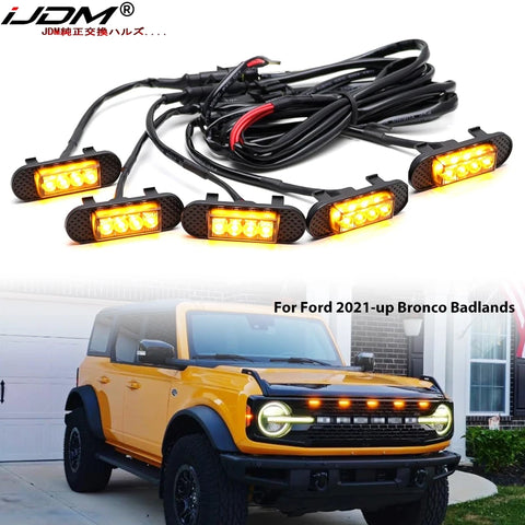 LED Grille Clearance Light Smoked Lens for Ford Bronco LED Ambient Light iJDM
