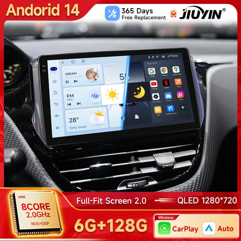 10-Inch Android 13 Head Unit for Peugeot 208 and 2008 2012-2018 Android Head Unit JIUYIN
