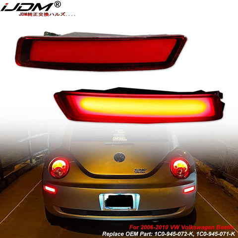 LED Rear Bumper Reflector Red Light for Volkswagen Beetle 2006-2010 Car Interior Accessory iJDM