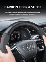 Carbon Fiber Suede Wheel Cover for Audi A4 B8 A5 S5 Car Interior Accessory Hocasen