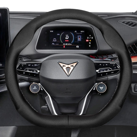Ultra-Thin Breathable Leather Wheel Cover for Cupra Car Interior Accessory Hocasen Punch Style Black