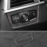For BMW F30 F32 F34 Car Headlight Switch Knob Panel Trim Frame Decoration Sticker Interior Tuning Accessories Made of Alcanta