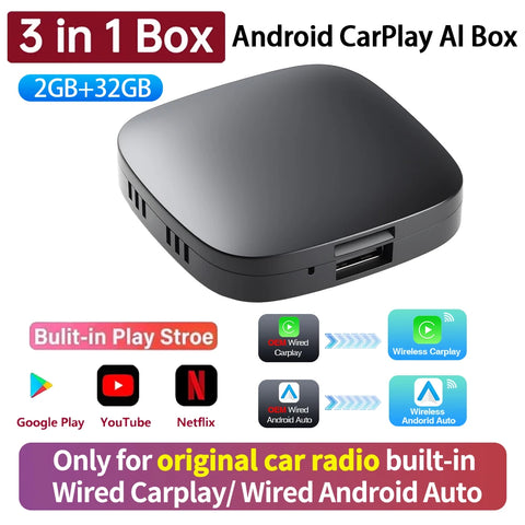Smart AI Box Wired to Wireless CarPlay 2G+64G Kit CarPlay Adapter AKAMATE AI36