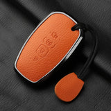 Aluminum Alloy Goatskin Car Key Case Cover For Lincoln Continental MKC MKZ MKX 2017 2018 2019 Navigator Nautilus keychain