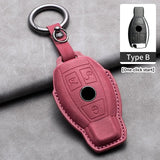 Car Key Cover For Mercedes Benz A C E S G Class GLC CLE CLA W177 W205 W213 W222 X167 AMG Leather Car Key Protective Cover