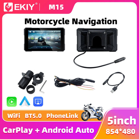 5.0 inch Wireless CarPlay GPS for Universal Motorcycle Android Head Unit EKIY